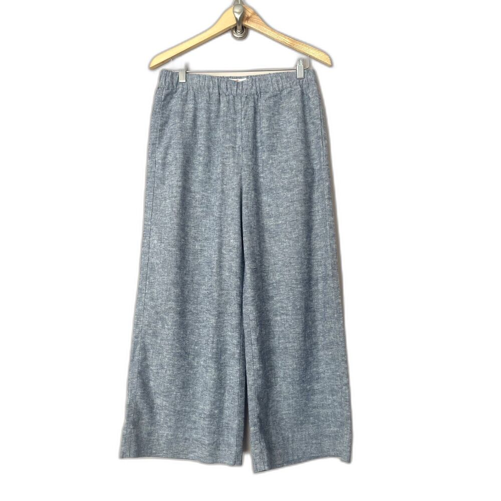 Marine Layer Hemp Wide Leg Crop Pant Flowy Small Blue Chambray Coastal Beach